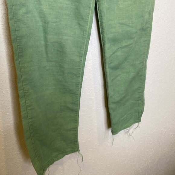 Mother The Shaker Chop Crop Hedge Green Pants Cotton Linen EUC Sz 27 - Picture 3 of 16